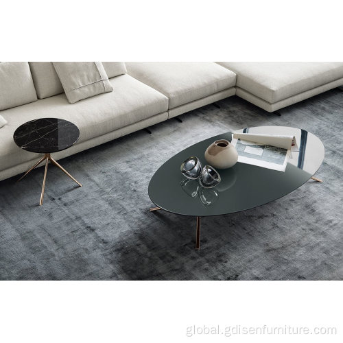 Coffee Table Side Table Luxury design Mondrian Small Tables coffee table side table with marble top chrome stainless steel leg living room furniture Factory